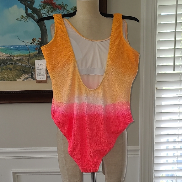 Vibrant Orange and Pink Kids One Piece - Picture 3 of 6